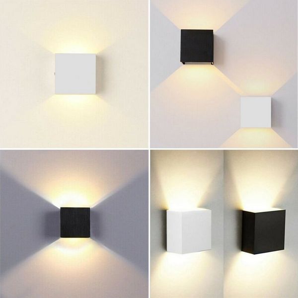 oyajia Wandleuchte 6W LED Wandlampe Cube Lampe Wand Strahler Licht Up Down Leuchten, LED fest integriert, Warmweiß, Treppen Flur Modern Square Lampe,für Wohnzimmer Schlafzimmer Balkon