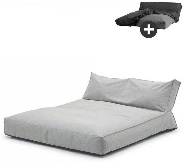 mokebo Sitzsack Outdoor Lounge 'Das Daybed' (mit Schutzhülle), Bean Bag Outdoor für Kinder & Erwachsene, Gartenliege in Lichtgrau