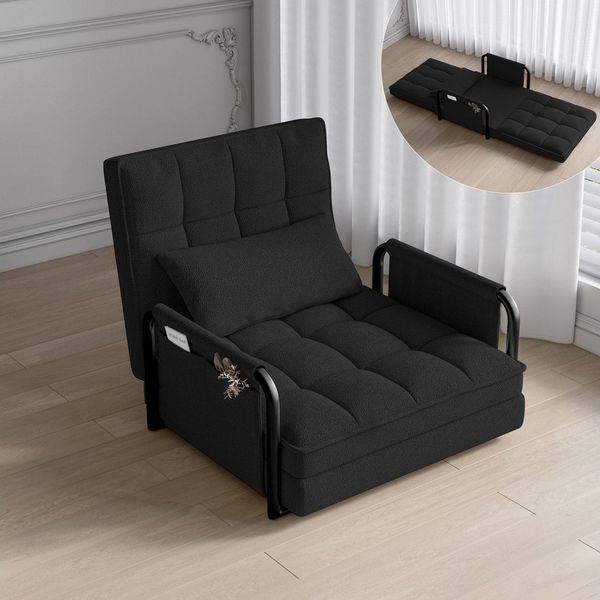 Furnishings Home Schlafsofa Loungesessel Schlafsessel 2 in 1, inkl. Kissen, Sehr gut geeignet für Schlafzimmer und Wohnzimmer 1 Teile, mit Bettfunktion, Sofabett, 82x180 cm, Samt