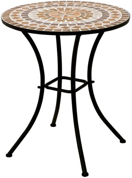 TPFGarden Gartentisch WORCESTER (Bistrotisch mit Mosaik-Tischplatte terracotta, Hochwertiges Gestell aus schwarz pulverbeschichtetem Eisen), Outdoor Esstisch - Terrassentisch - Maße (BxHxT): 60 x 70 x 60 cm
