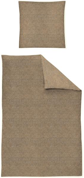 Irisette Mink Flausch Cotton Bettwäsche 155x220 uni Melange braun honig 8835-80 Bild 3