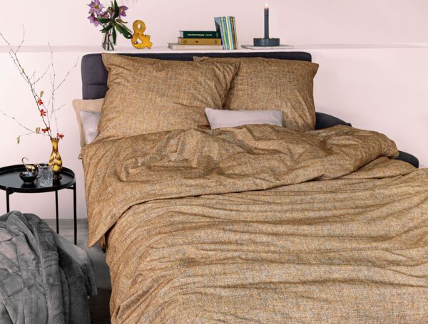 Irisette Mink Flausch Cotton Bettwäsche 155x220 uni Melange braun honig 8835-80 Bild 4
