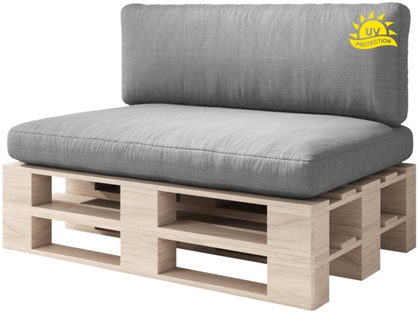 sunnypillow Palettenkissen Boston - Set Palettenauflage mit abnehmbarem Bezug, Indoor / Outdoor, 2er Set Sitzkissen + Rückenkissen