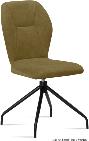 Esszimmerstuhl drehbar (2er-Set) Dorene 51x92x60 Schwarz/Olivgrün