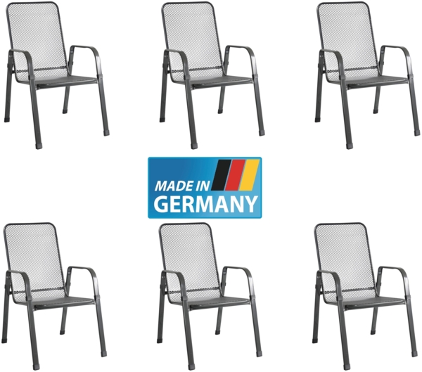 MFG Gartenstuhl wetterfest Stahl Mec-Stor stapelbar, 6 Stk.