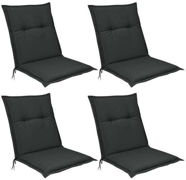 Beautissu 4er Set Niedriglehner Auflage Base NL 100 x 50 x 6 cm Graphitgrau