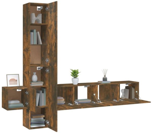 5-tlg. TV-Schrank-Set Räuchereiche Holzwerkstoff [3114251] Bild 8