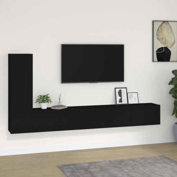 vidaXL 3-tlg. TV-Schrank-Set Schwarz Holzwerkstoff 3114319