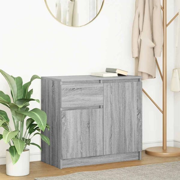 vidaXL Sideboard mit Schublade Grau Sonoma 71x35x65 cm Holzwerkstoff 861603