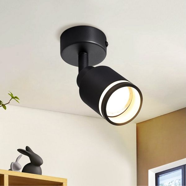 Nettlife Deckenspots Schwarz 1/2/3/4 Flammig GU10 Schwenkbar Innen Metall Deckenstrahler, Schwenkbar 355°, ohne Leuchtmittel, für Flur Wohnzimmer Küche Schlafzimmer