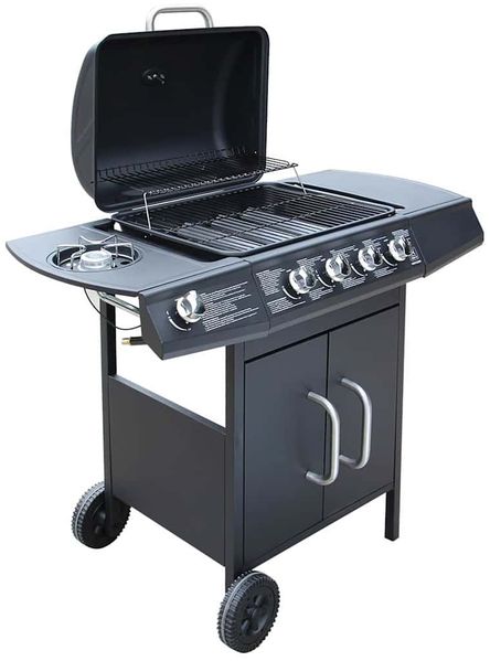 vidaXL Gasgrill 4+1 Brenner Schwarz 41898