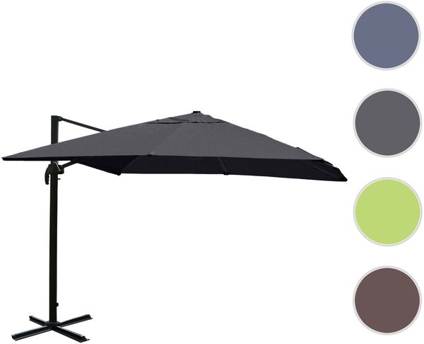 Gastronomie-Ampelschirm HWC-A96, 3x3m (Ø4,24m) Polyester Alu/Stahl 23kg ~ anthrazit ohne Ständer Bild 8
