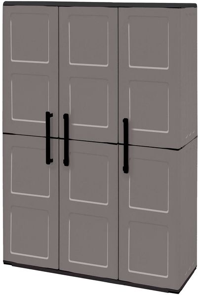 Dmora Amordel Outdoor-Garderobe, Outdoor-Möbel, Mehrzweck-Balkongarderobe, 100 % Made in Italy, Grau und Schwarz, kariertes Finish, 102 x 37 x 163 cm