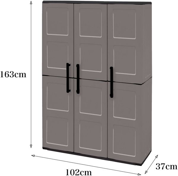 Dmora Amordel Outdoor-Garderobe, Outdoor-Möbel, Mehrzweck-Balkongarderobe, 100 % Made in Italy, Grau und Schwarz, kariertes Finish, 102 x 37 x 163 cm Bild 3