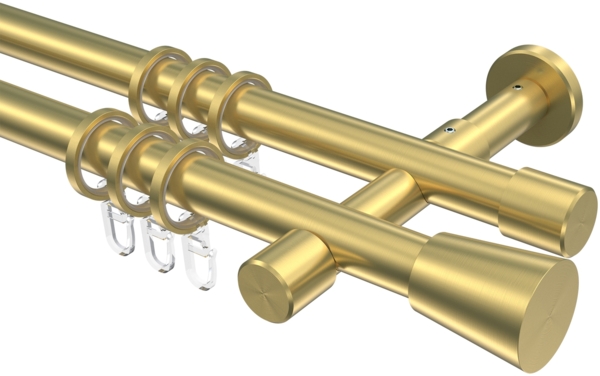Gardinenstangen-Set Prestige Sitra 520 cm (geteilt in 4 x 130 cm), 2-läufig, 20 mm Ø Messing-Optik