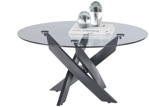 Couchtisch Kopenhagen in Glas grau und schwarz rund 80 cm Bild 6