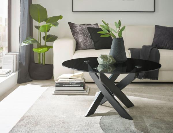 Couchtisch Kopenhagen in Glas grau und schwarz rund 80 cm Bild 2