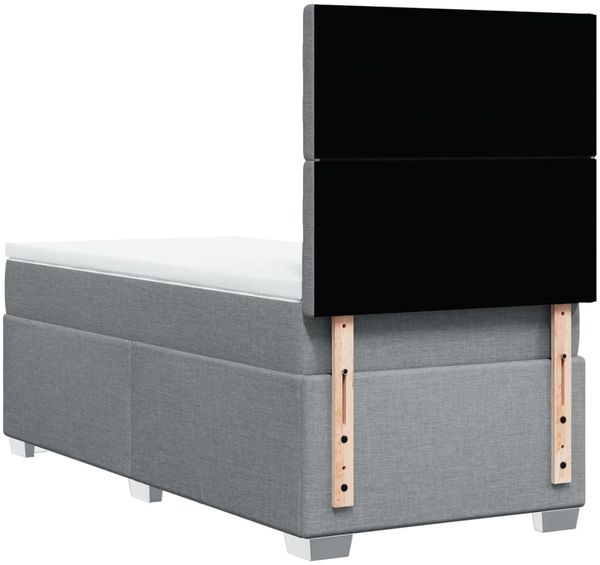 vidaXL Boxspringbett mit Matratze Hellgrau 90x200 cm Stoff 3292685 Bild 12