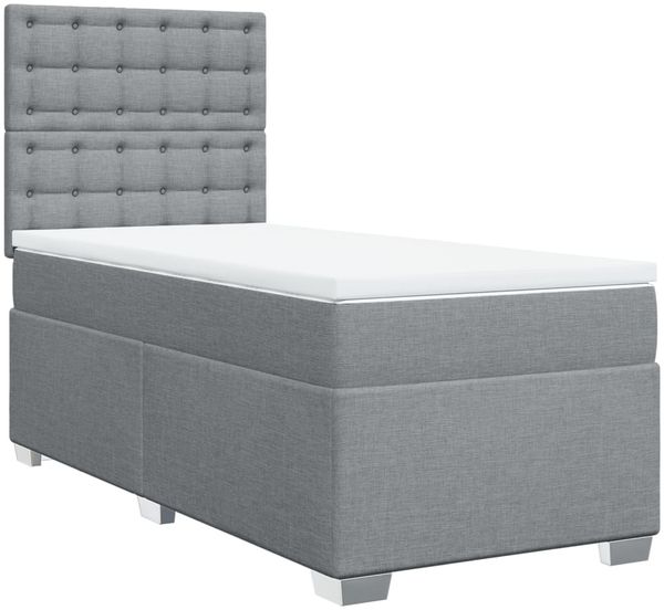 vidaXL Boxspringbett mit Matratze Hellgrau 90x200 cm Stoff 3292685 Bild 3