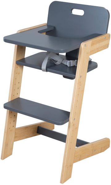 roba Babyhochstuhl Nature Up - Hochstuhl aus Bambus Holz - Mitwachsend mit abnehmbarem Essbrett - 3-Punkt-Gurt - Bis 70 kg belastbar - Natur / Anthrazit