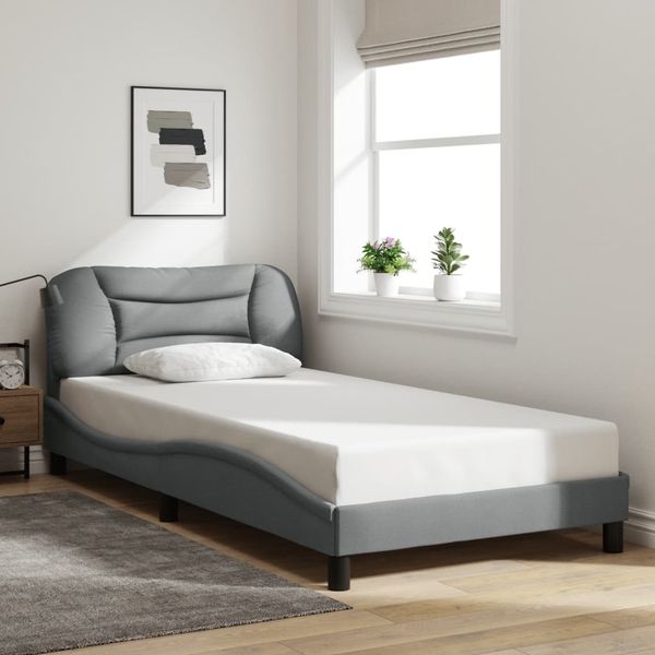 vidaXL Bettgestell ohne Matratze "Hvar" Hellgrau 100x200 cm Stoff 3207751