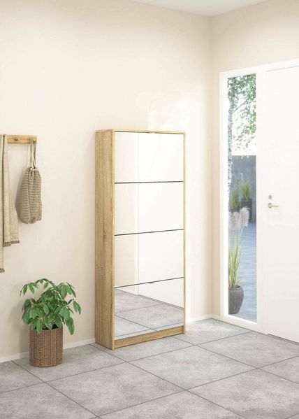 Dmora - Schuhschrank Bliss, Schuhregal, Mehrzweck-Eingangsgarderobe, Möbel für Schuhe, 70x24 h162 cm, Eiche