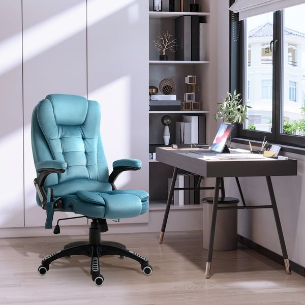 Bürosessel 68x72x110-120 cm, Massage- und Wärmefunktion, höhenverstellbar, blau