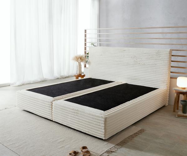 Boxspringgestell Dream-Well Plüsch-Cord Beige 200x200 cm