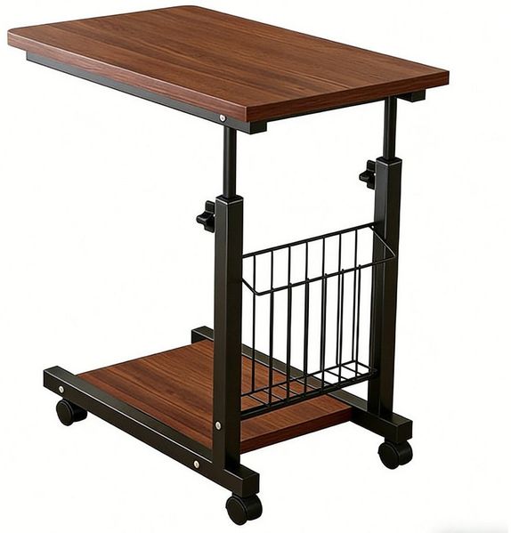 PFCTART Beistelltisch Beistelltisch höhenverstellbar mit Rollen als mobiler Laptoptisch (Set, 1-St, Beistelltisch couch für Bett, Sofa und Büro, ideal für Zuhause), Beistelltisch mit rollen aus Holz und Stahl, stabil und flexibel