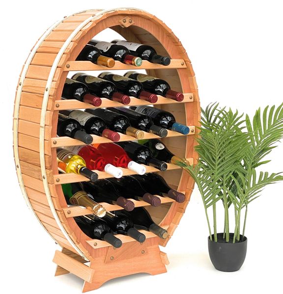 DanDiBo Weinregal Holz Stehend Weinfass 24 Flaschen Natur lackiert Wandregal