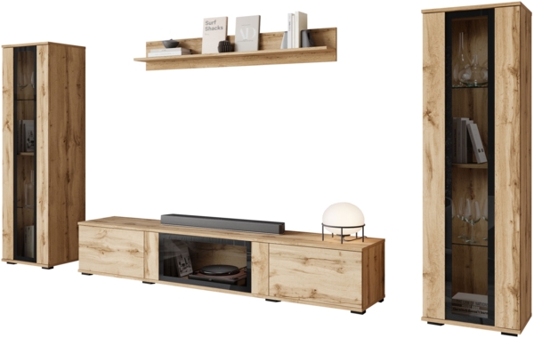 Wohnwand Clarkoy I (Farbe: Wotan, ohne Beleuchtung)