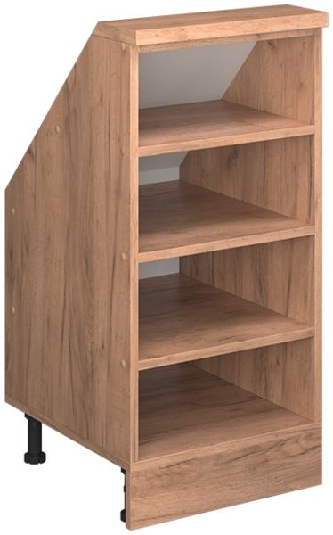 Küchenschrank für Dachschrägen R-Line Goldkraft Eiche 40 cm mit 4 Fächern Vicco