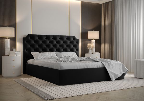 AX LIVING Tybilla 160x200 Bett mit Bettkasten in Schwarz