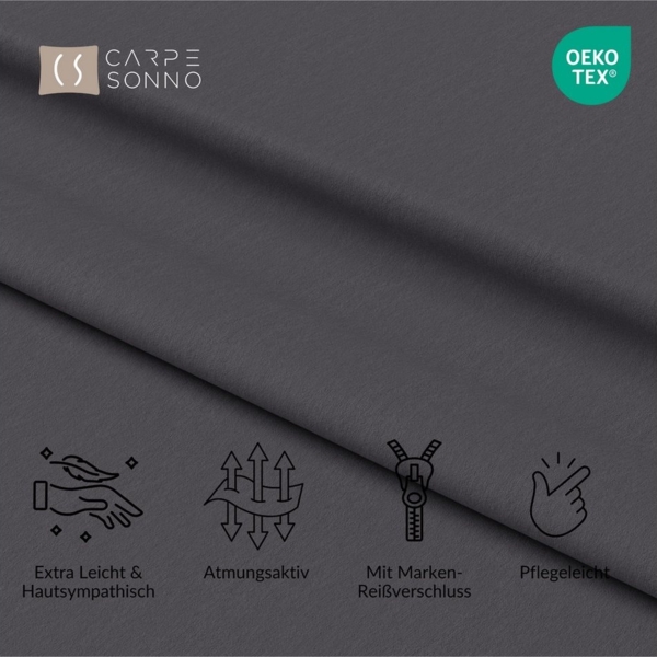 Carpe Sonno Bettwäsche Mikrofaser Bettwäsche 135x200 155x220 200x200 Einfarbig Atmungsaktiv, Mikrofaser, 3 teilig, Uni Bettbezug 200x200 Grau - Super soft & Oeko-Tex Zertifiziert Bild 2