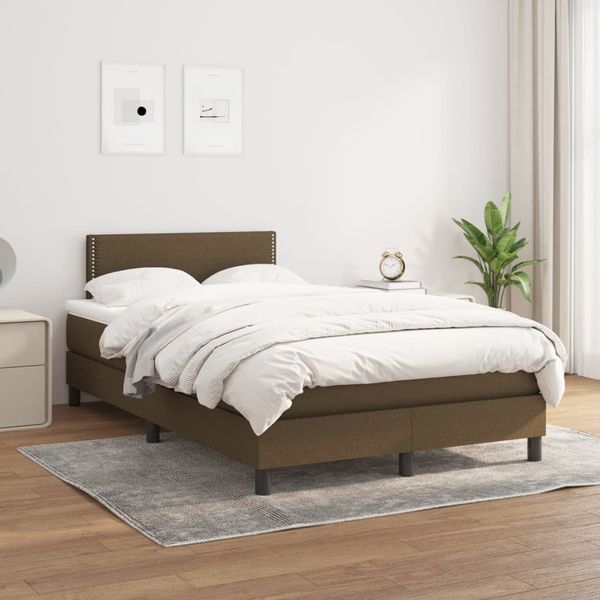 vidaXL Boxspringbett mit Matratze Dunkelbraun 120x200 cm Stoff, Härtegrad: H2 [3139964]