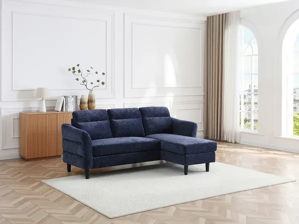 Vente-unique - VANERSI Sofa Stoff Blau - B 139 cm x H 90 cm x L 206 cm