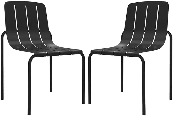 Vente-unique - BALVORA Garden dining set Metall Schwarz - B 54,5 cm x H 80,5 cm x L 47,5 cm