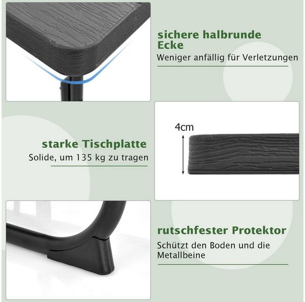 COSTWAY Bierzeltgarnitur, Sitzgarnitur mit 4 Bänken & Tisch, mit Schirmloch Bild 3