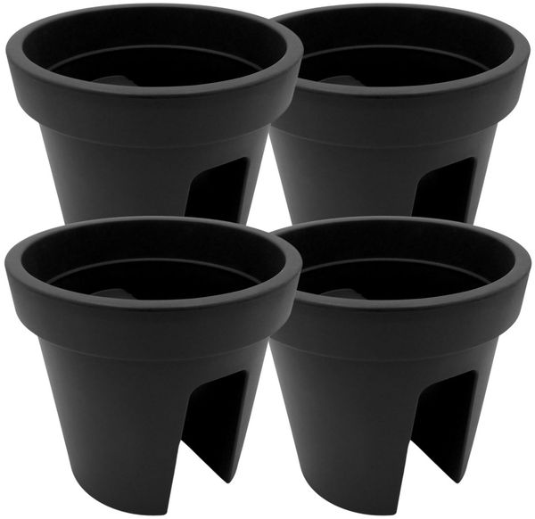 Geländertopf anthrazit 4er-Set Balkontopf Balkonkasten Hängetopf Blumentopf