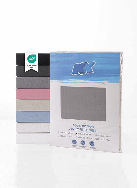 Jersey Spannbettlaken Baumwolle 140x200+30 cm, diverse Farben Grau