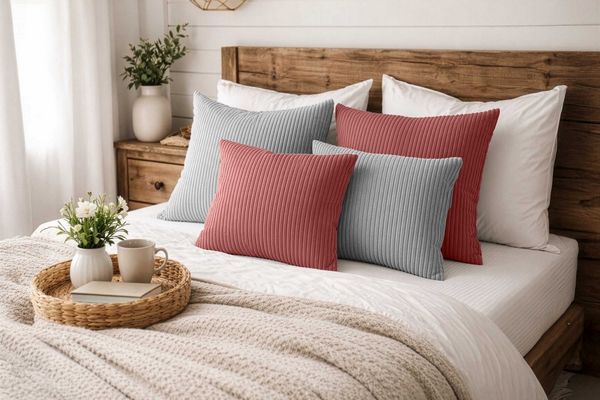 Amilian Dekokissen Sofakissen 4er Set mit Füllung - 2x 45x45 + 2x 35x45 cm, Hotelverschluss, waschbar, formstabil