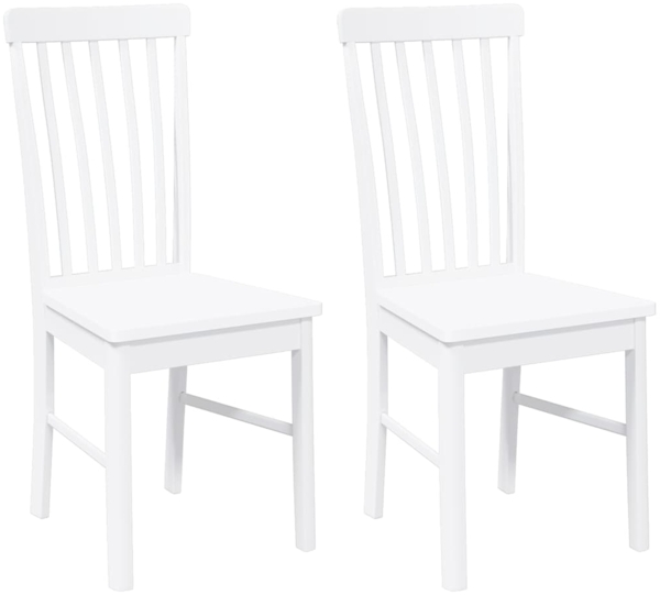 vidaXL Esszimmerstühle 2 Stk. Weiß Massivholz Gummibaum 4102505