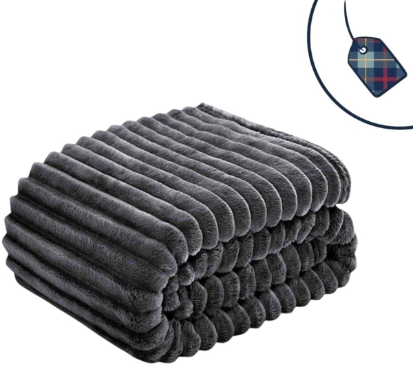 Premium Kuscheldecke in Cord Optik » Wohndecke 150 x 200 cm » Tagesdecke » dicke Wohndecke 450 gsm - Anthrazit