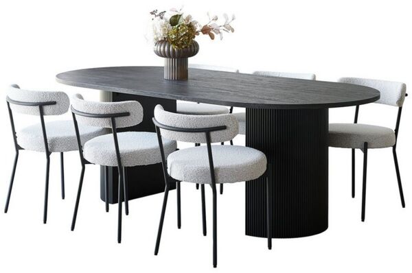 ebuy24 Essgruppe Kyoto Essgruppe Esstisch 100x210 cm Dunkelbraun un, (7-tlg)