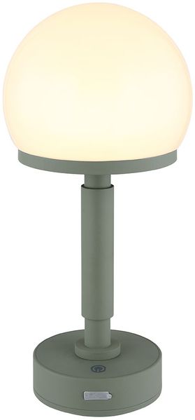 LED Tischleuchte, Touchdimmer, Pilz, Akku, grün, H 29,5 cm