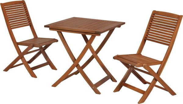 Bali Gartenmöbel Set 3tlg, 2 Klappstühle, Klapptisch 70 x 70 cm, Akazie