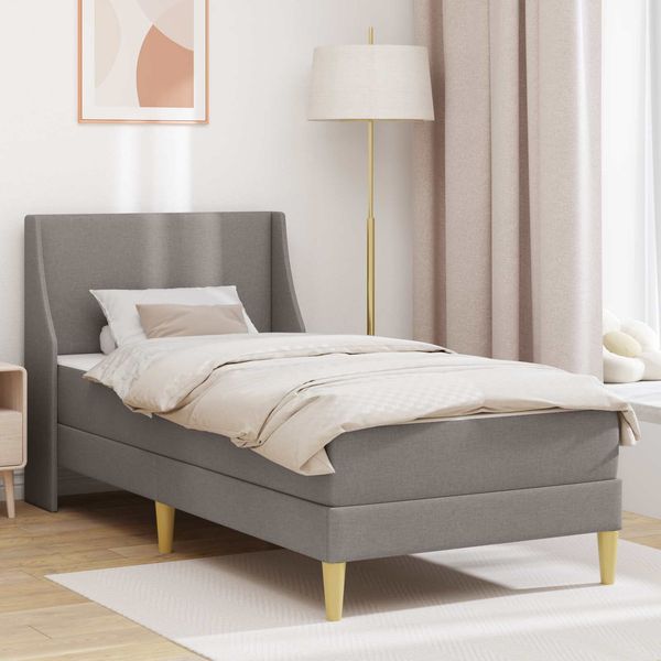 vidaXL Bettgestell mit Matratze Taupe 80x200 cm Polyester 3414707
