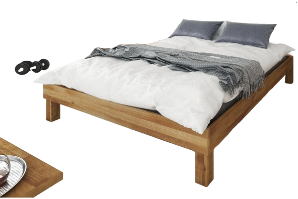 Bett Ringo 2 Sonderlänge 100x210 Wildeiche massiv ohne Kopfteil mit Holzbeinen