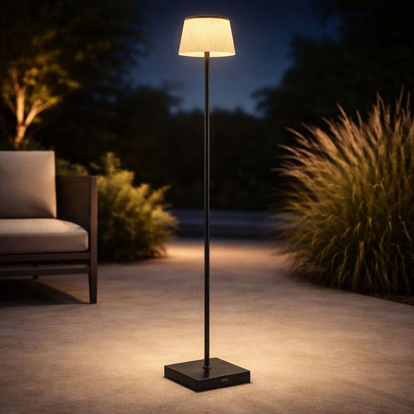 LED Stehleuchte, Touchdimmer, USB, braun schwarz, H 120cm