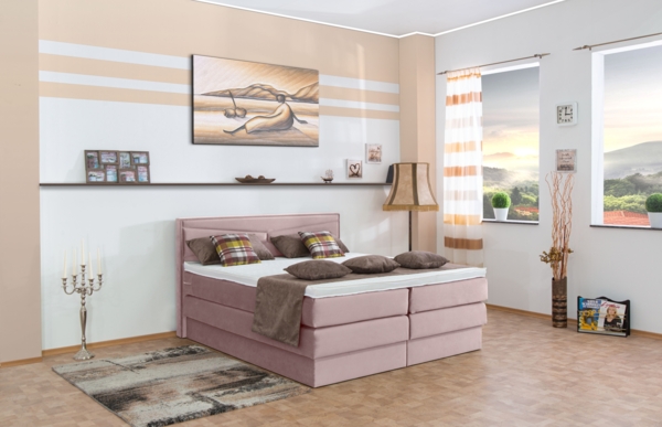 Meisterbetten Boxspringbett Dion 140x200 in VS-Altrose, Matratzenbezug Nano, Ergoflex-Topper Bild 3